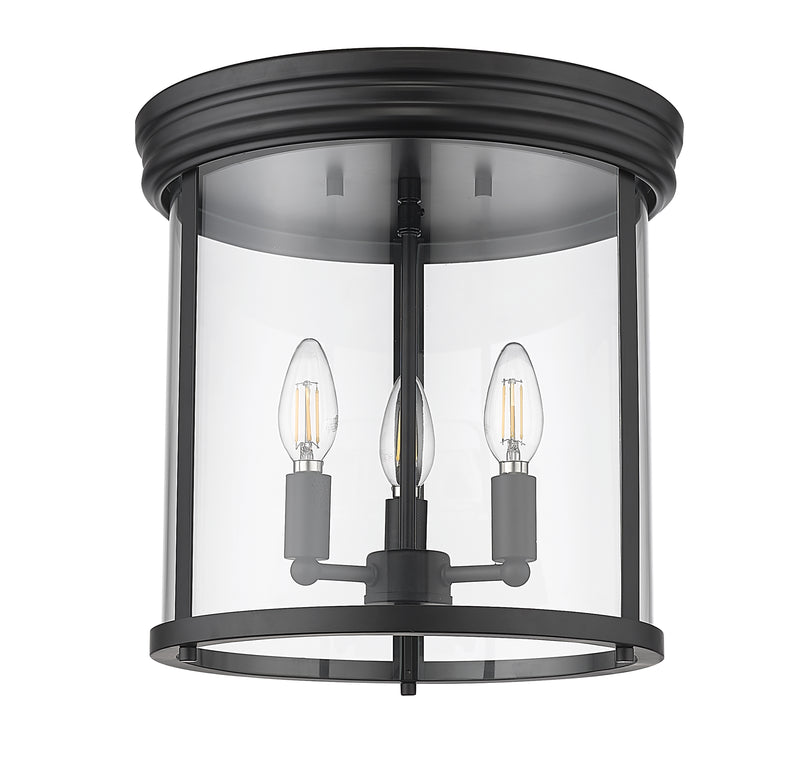 Thayer 3 Light 13" Flush Mount in Matte Black