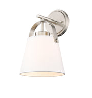 Z-Studio 1 Light 8" Wall Sconce, Fabric Shades in Brushed Nickel