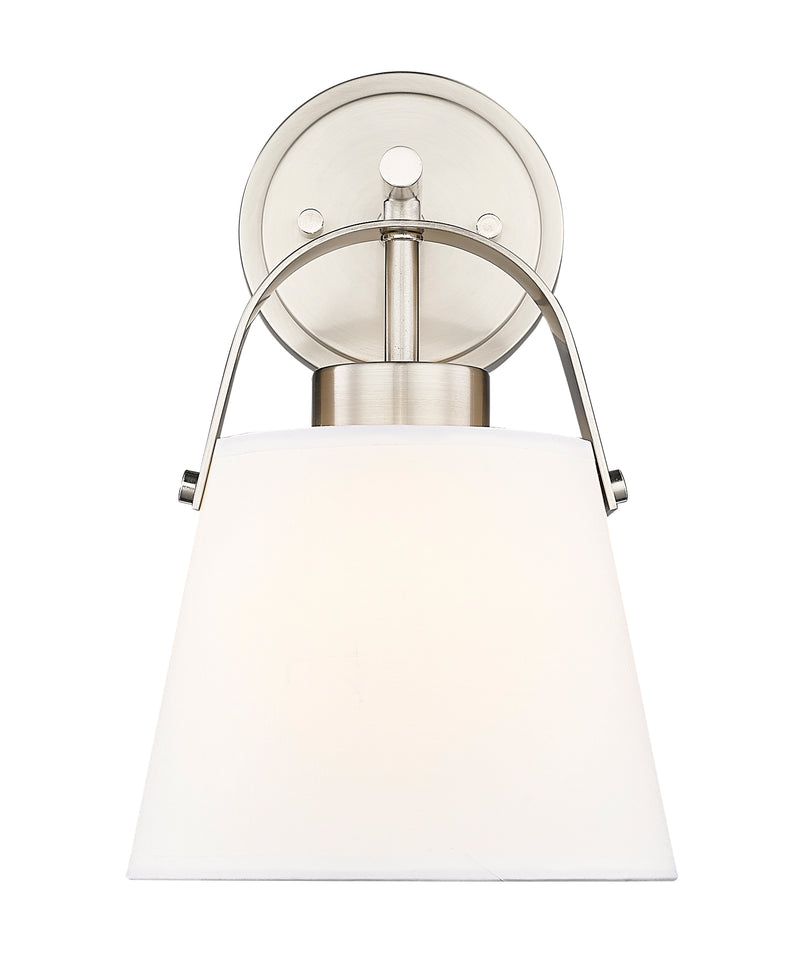 Z-Studio 1 Light 8" Wall Sconce, Fabric Shades in Brushed Nickel