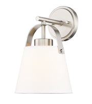 Z-Studio 1 Light 8" Wall Sconce, Fabric Shades in Brushed Nickel