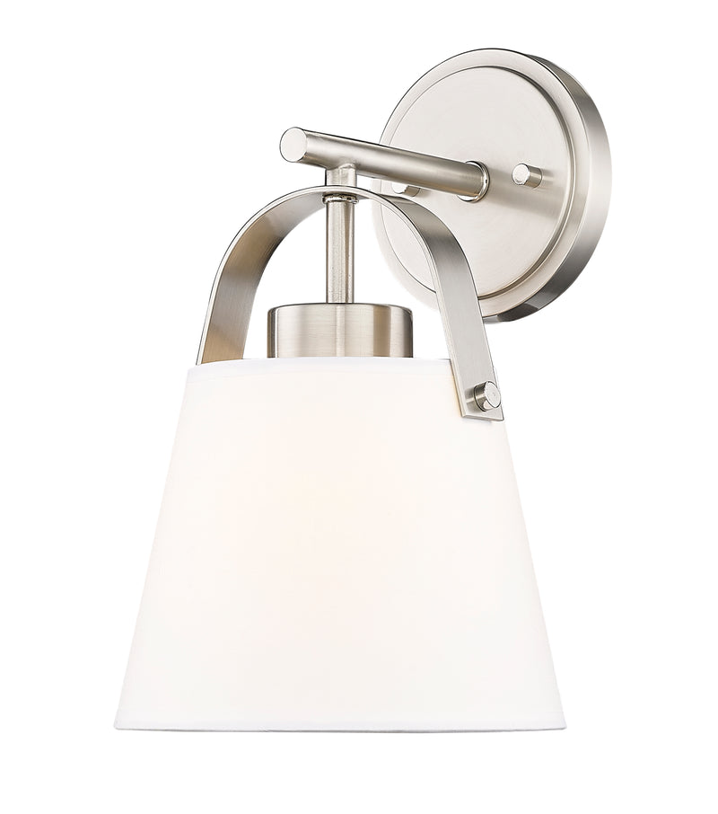 Z-Studio 1 Light 8" Wall Sconce, Fabric Shades in Brushed Nickel
