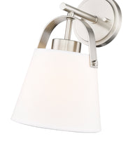 Z-Studio 1 Light 8" Wall Sconce, Fabric Shades in Brushed Nickel