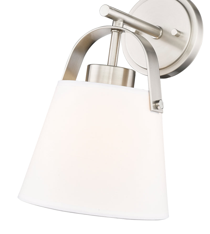 Z-Studio 1 Light 8" Wall Sconce, Fabric Shades in Brushed Nickel
