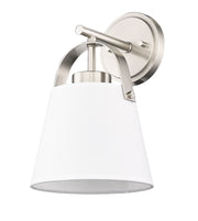 Z-Studio 1 Light 8" Wall Sconce, Fabric Shades in Brushed Nickel