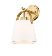 Z-Studio 1 Light 8" Wall Sconce, Fabric Shades in Heritage Brass