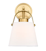 Z-Studio 1 Light 8" Wall Sconce, Fabric Shades in Heritage Brass
