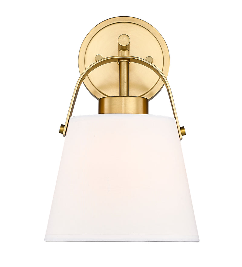 Z-Studio 1 Light 8" Wall Sconce, Fabric Shades in Heritage Brass
