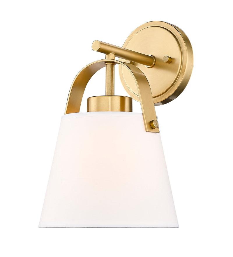 Z-Studio 1 Light 8" Wall Sconce, Fabric Shades in Heritage Brass