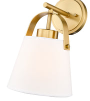 Z-Studio 1 Light 8" Wall Sconce, Fabric Shades in Heritage Brass