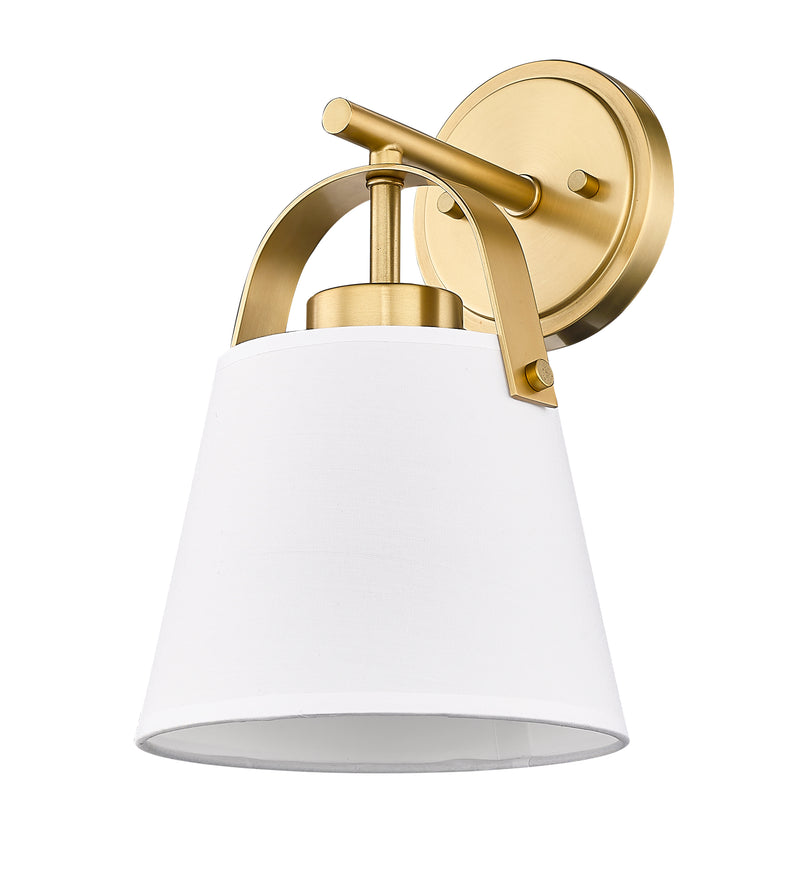 Z-Studio 1 Light 8" Wall Sconce, Fabric Shades in Heritage Brass