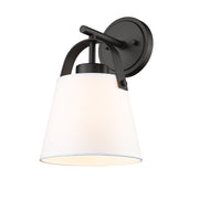 Z-Studio 1 Light 8" Wall Sconce, Fabric Shades in Matte Black