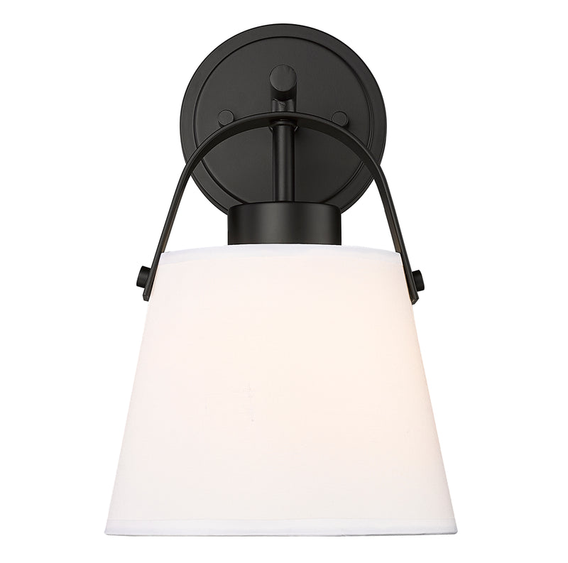 Z-Studio 1 Light 8" Wall Sconce, Fabric Shades in Matte Black