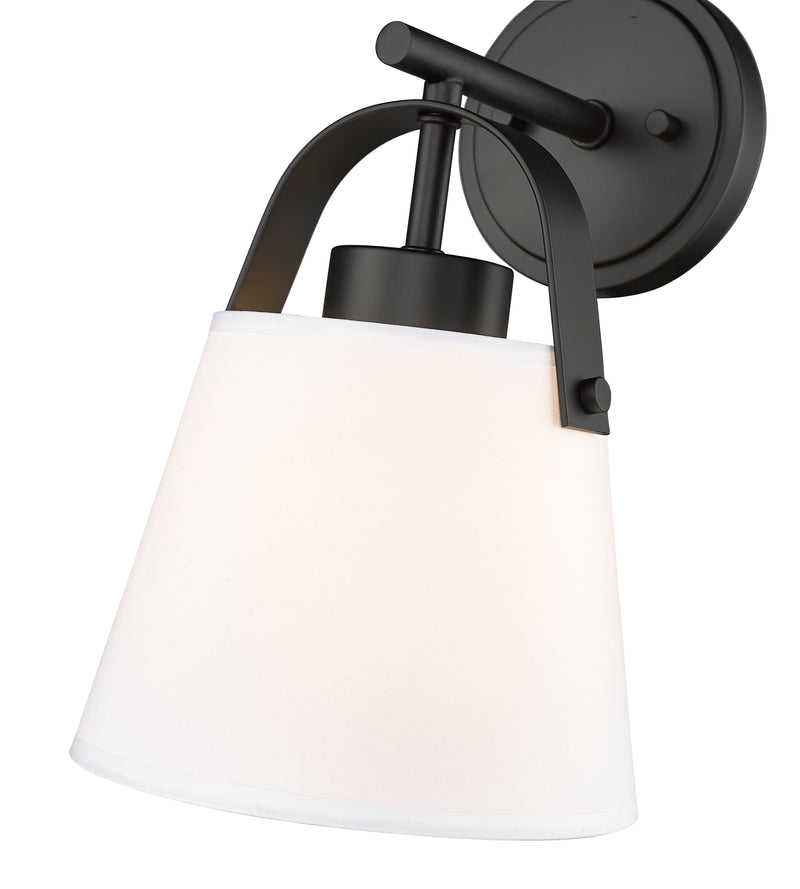 Z-Studio 1 Light 8" Wall Sconce, Fabric Shades in Matte Black