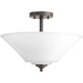 Joy-Bravo Three Light Semi-Flush Mount in Antique Bronze