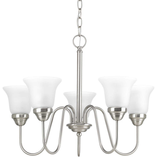 Classic Five Light Chandelier in Brushed Nickel
