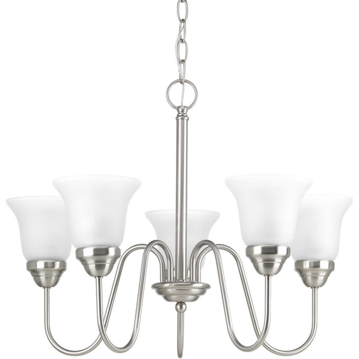 Classic Five Light Chandelier in Brushed Nickel