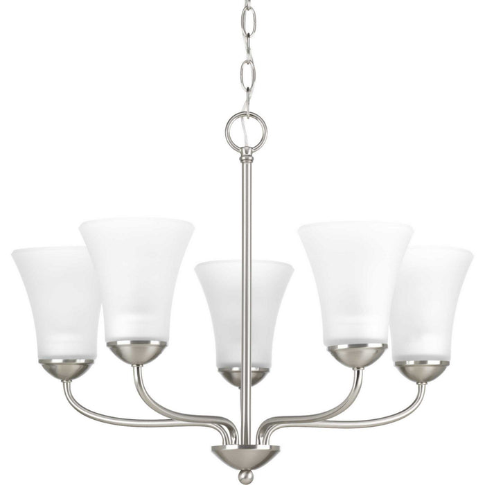 Classic Five Light Chandelier in Brushed Nickel