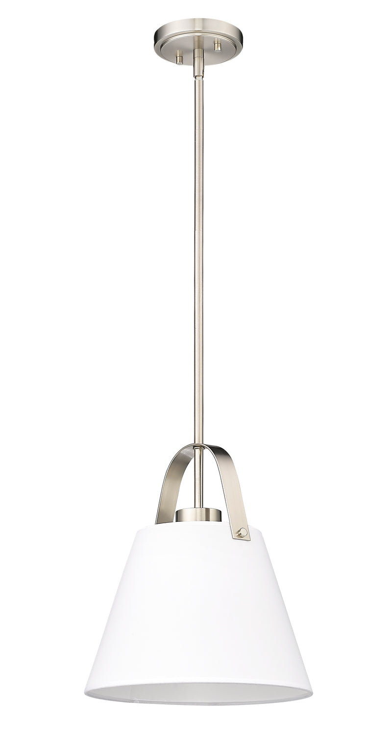 Z-Studio 1 Light 12.5" Pendant, Fabric Shades in Brushed Nickel
