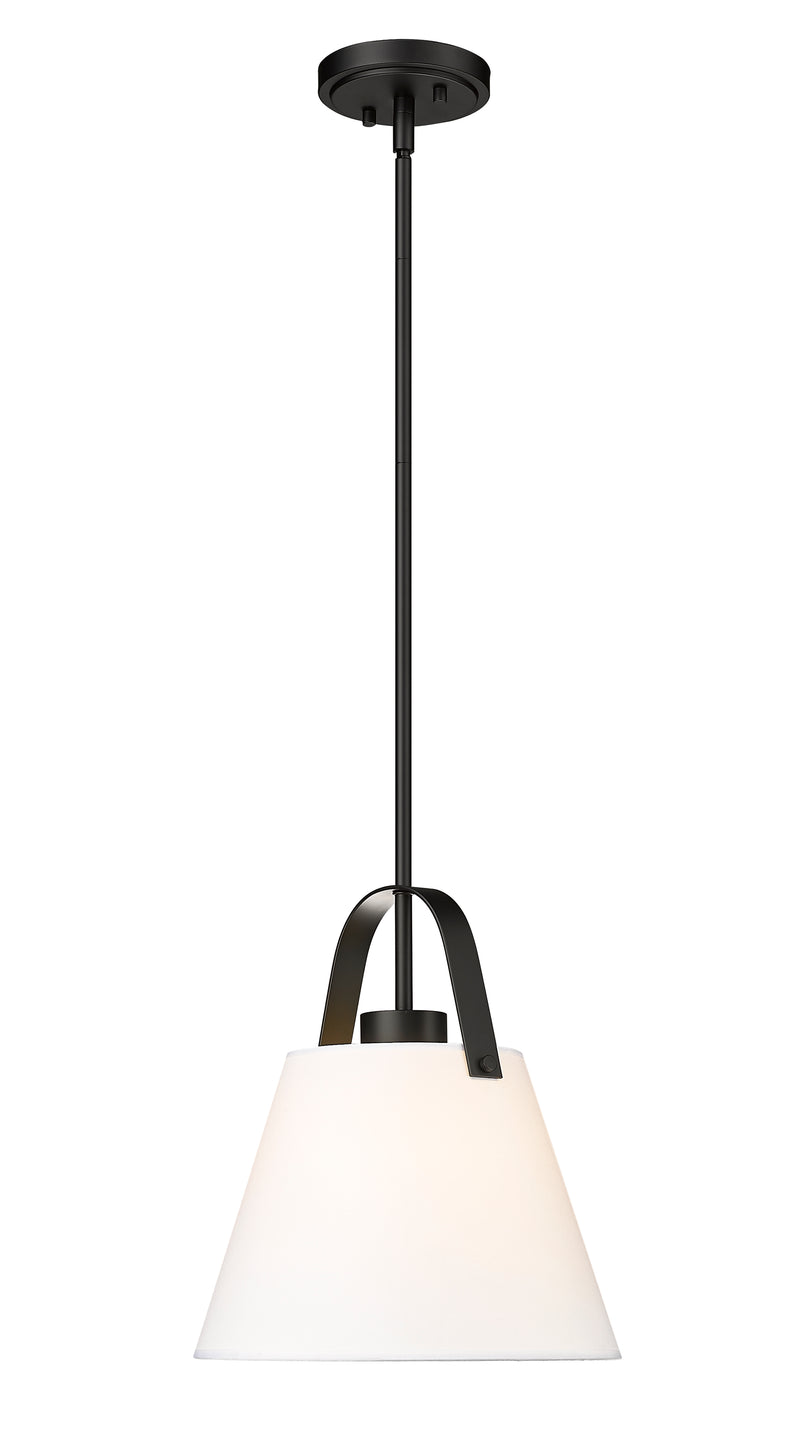 Z-Studio 1 Light 12.5" Pendant, Fabric Shades in Matte Black