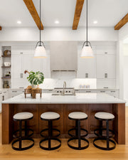 Z-Studio 1 Light 12.5" Pendant, Fabric Shades in Matte Black in a room setting