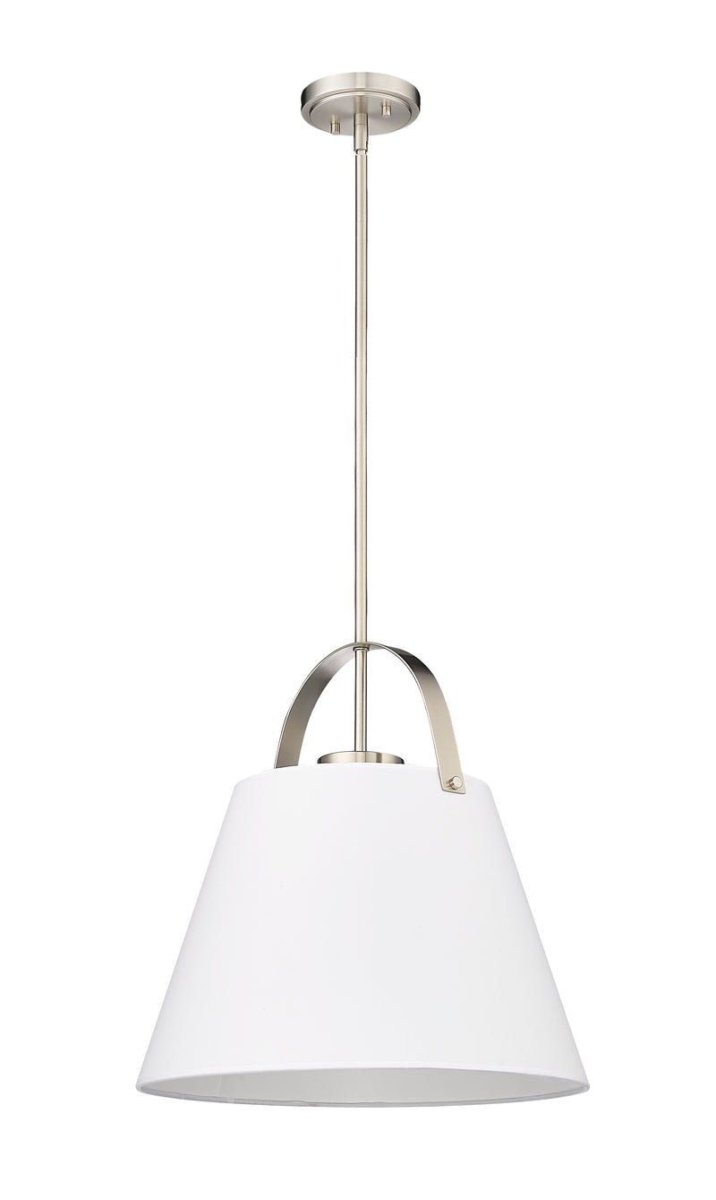 Z-Studio 1 Light 18" Pendant, Fabric Shades in Brushed Nickel