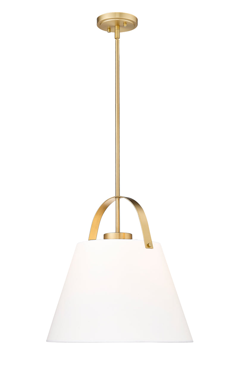 Z-Studio 1 Light 18" Pendant, Fabric Shades in Heritage Brass
