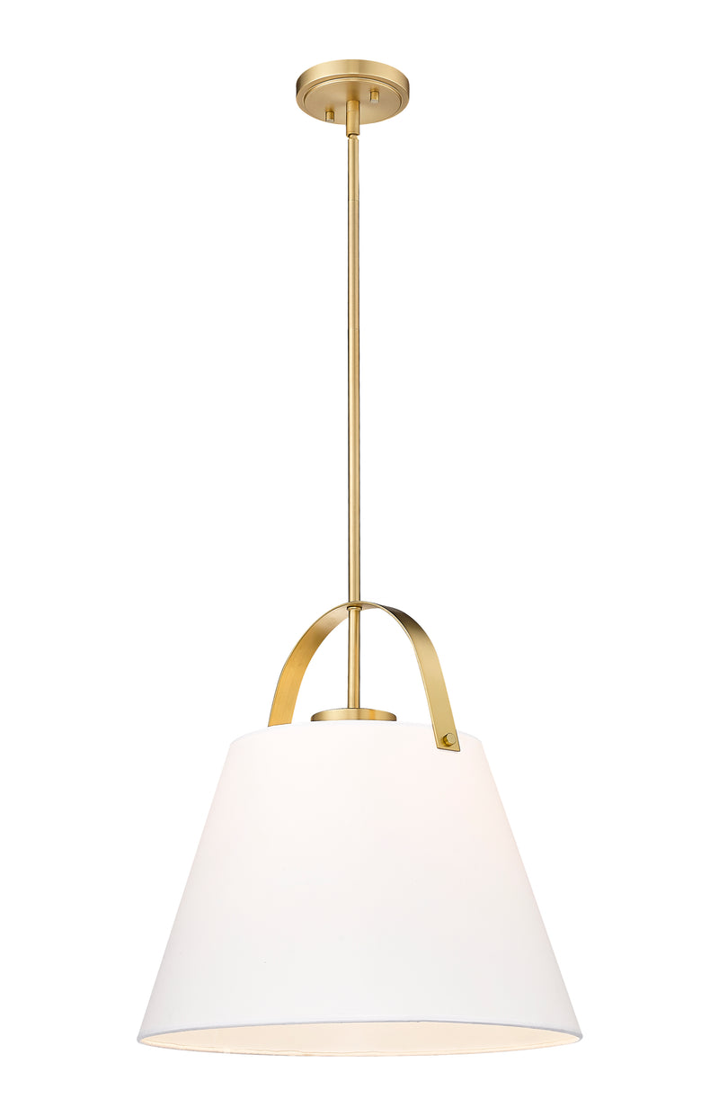 Z-Studio 1 Light 18" Pendant, Fabric Shades in Heritage Brass