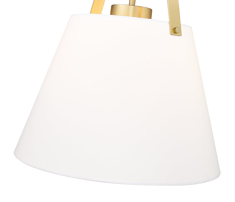 Z-Studio 1 Light 18" Pendant, Fabric Shades in Heritage Brass
