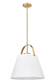 Z-Studio 1 Light 18" Pendant, Fabric Shades in Heritage Brass