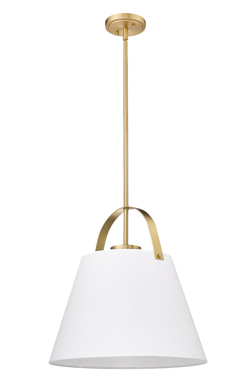 Z-Studio 1 Light 18" Pendant, Fabric Shades in Heritage Brass