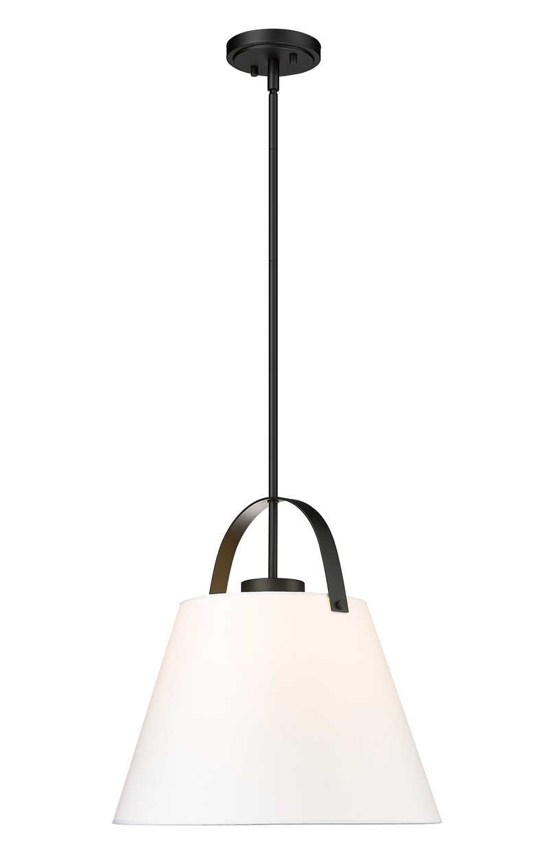 Z-Studio 1 Light 18" Pendant, Fabric Shades in Matte Black