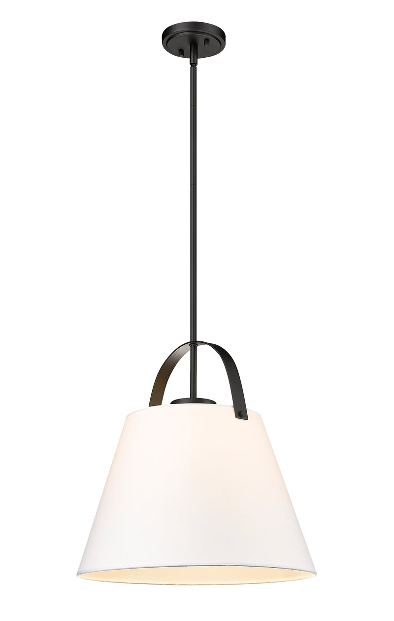 Z-Studio 1 Light 18" Pendant, Fabric Shades in Matte Black