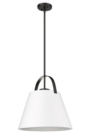 Z-Studio 1 Light 18" Pendant, Fabric Shades in Matte Black