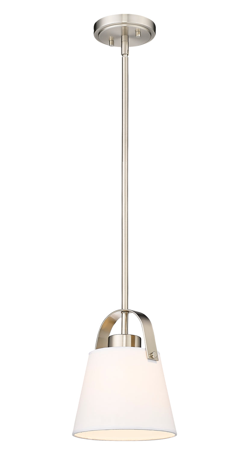 Z-Studio 1 Light 8" Pendant, Fabric Shades in Brushed Nickel