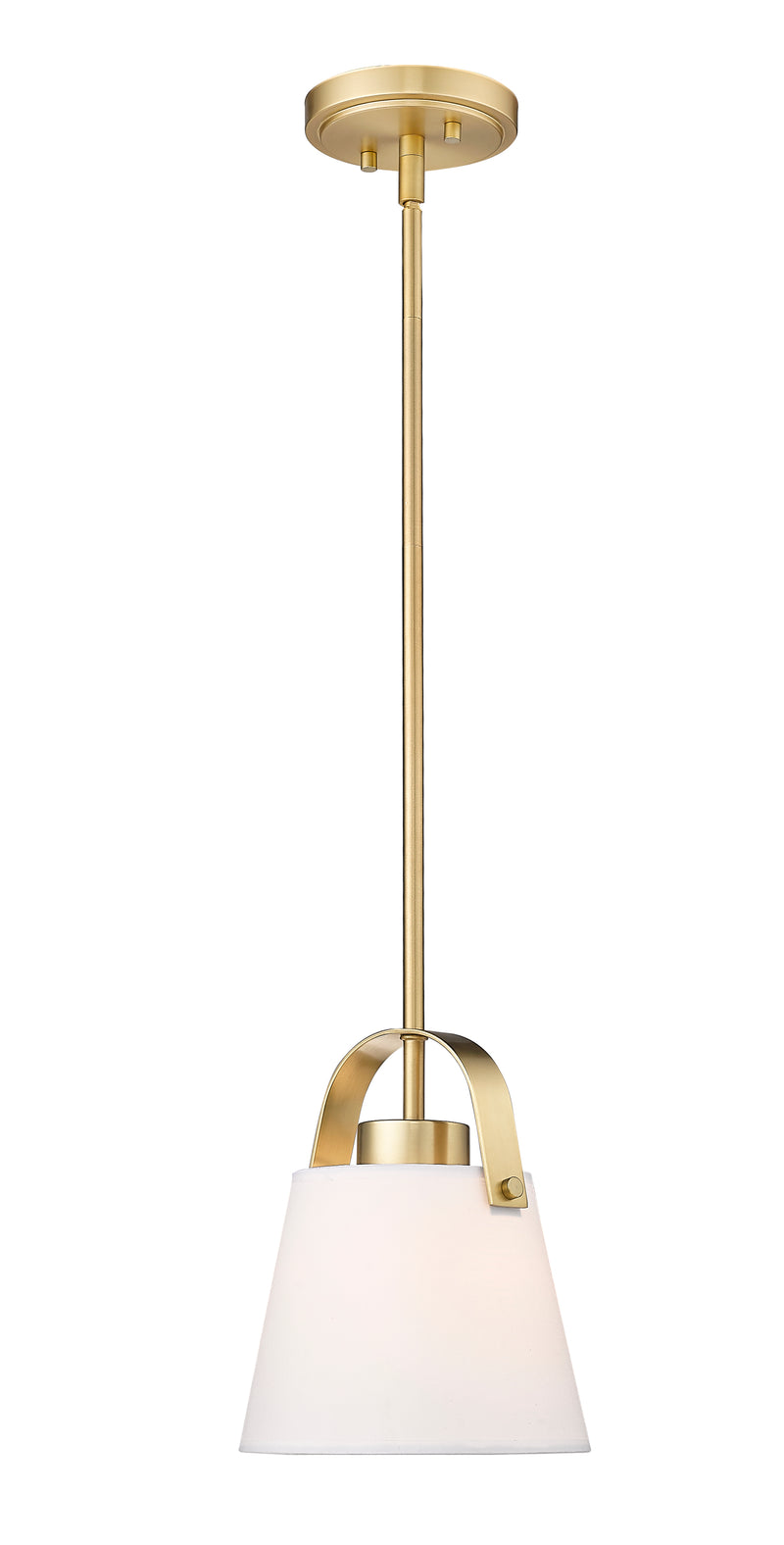 Z-Studio 1 Light 8" Pendant, Fabric Shades in Heritage Brass