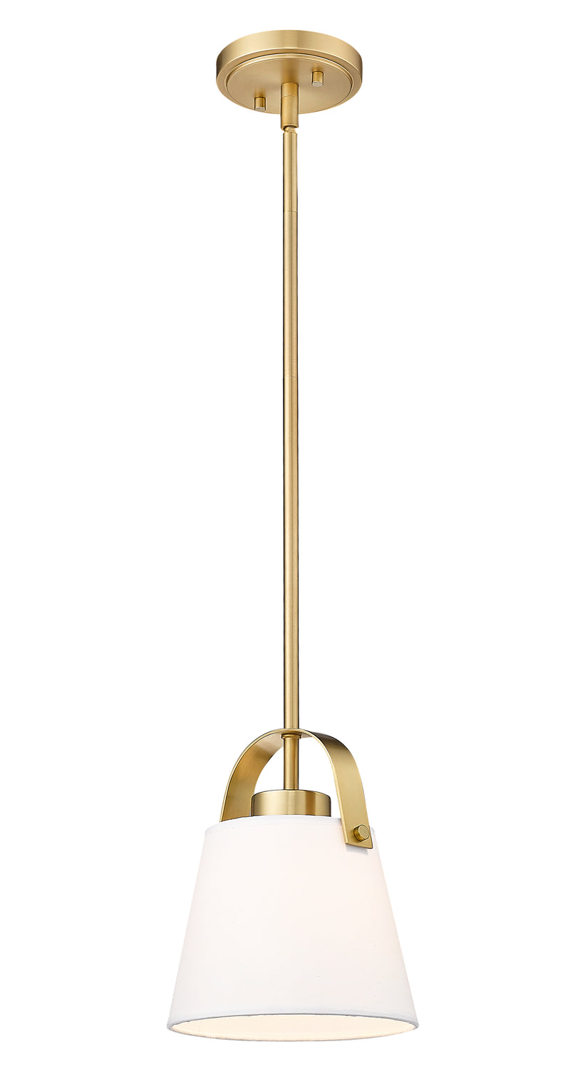 Z-Studio 1 Light 8" Pendant, Fabric Shades in Heritage Brass