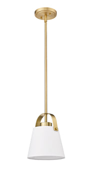 Z-Studio 1 Light 8" Pendant, Fabric Shades in Heritage Brass