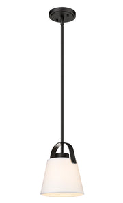Z-Studio 1 Light 8" Pendant, Fabric Shades in Matte Black