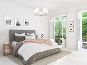 Leila 5 Light 26" Chandelier in Brushed Nickel in a room setting