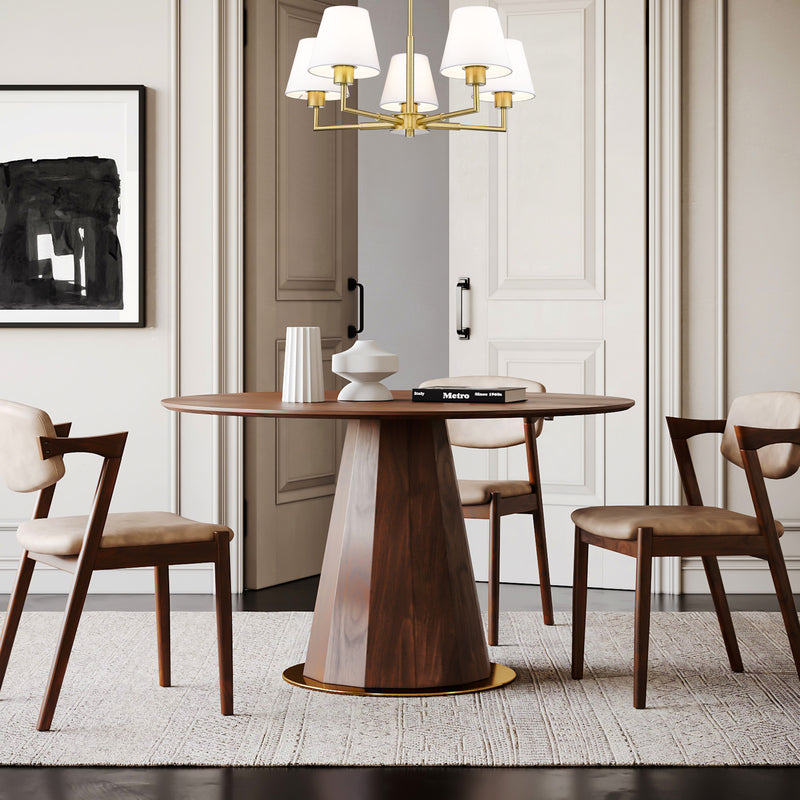 Leila 5 Light 26" Chandelier in Luxe Gold in a room setting