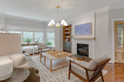 Leila 5 Light 34" Chandelier in Luxe Gold in a room setting