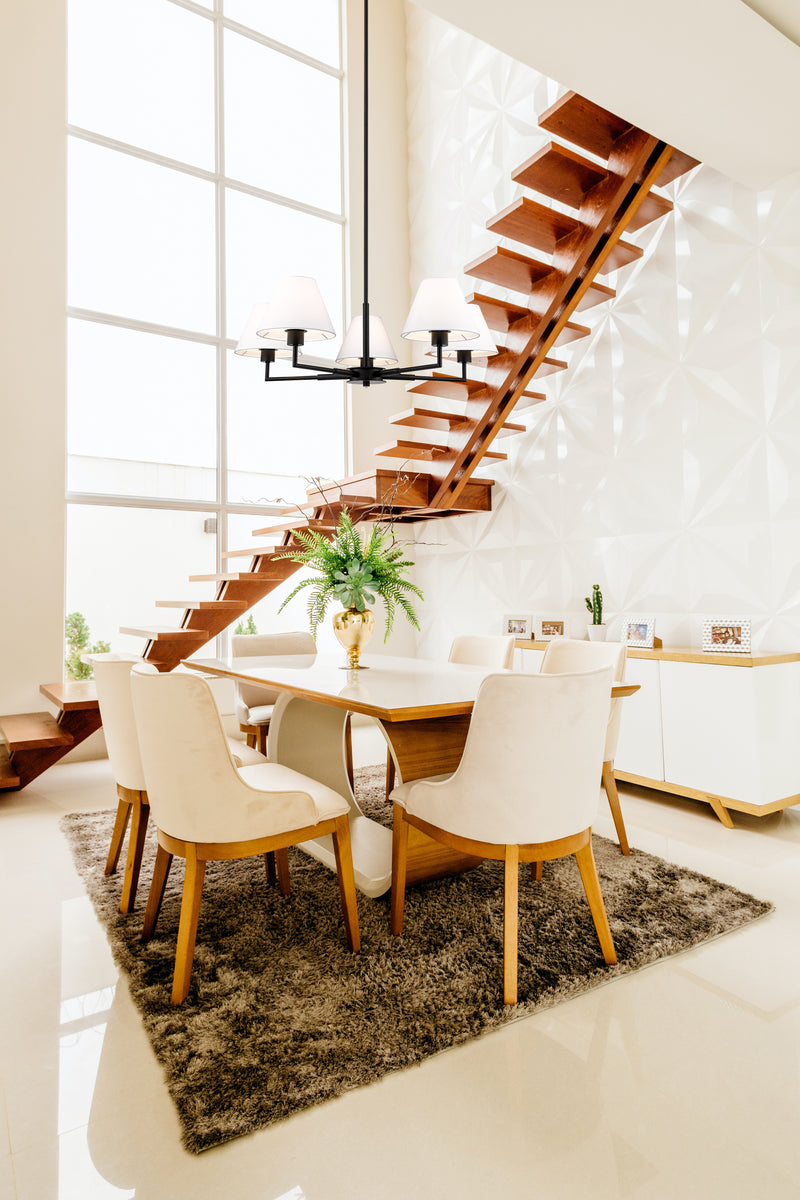 Leila 5 Light 34" Chandelier in Matte Black in a room setting