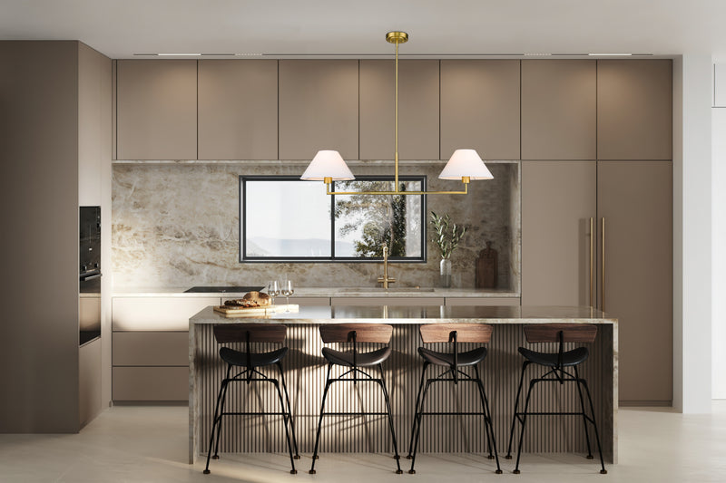 Leila 2 Light 12" Chandelier, 42" Long in Luxe Gold in a room setting