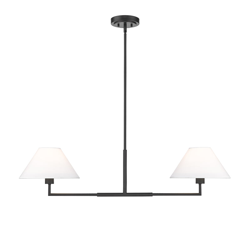 Leila 2 Light 12" Chandelier, 42" Long in Matte Black