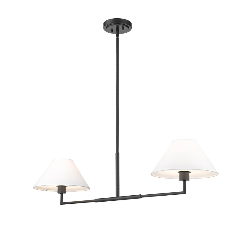 Leila 2 Light 12" Chandelier, 42" Long in Matte Black