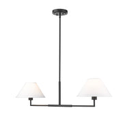 Leila 2 Light 12" Chandelier, 42" Long in Matte Black