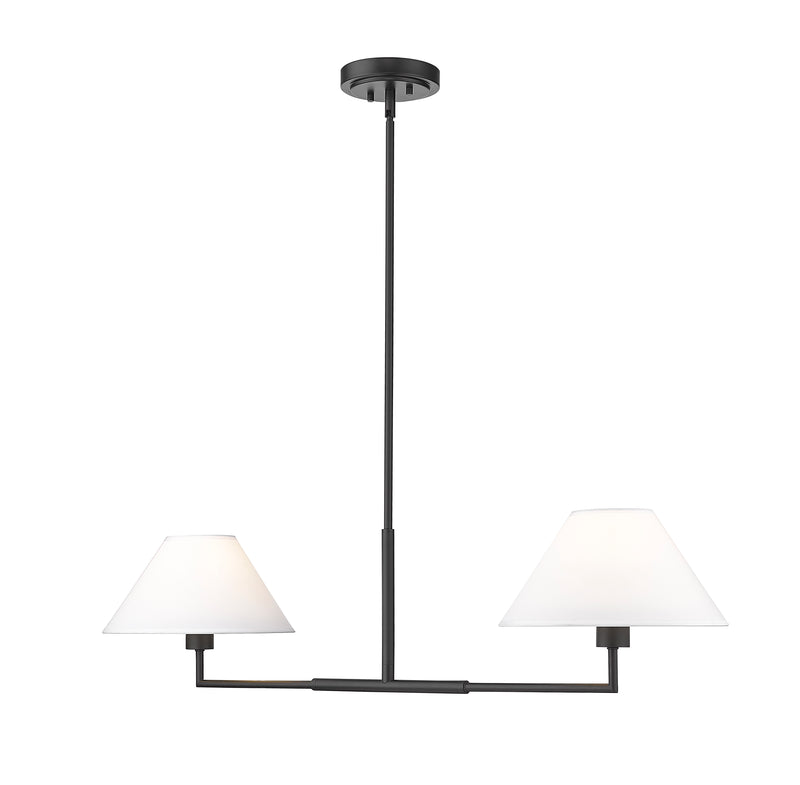 Leila 2 Light 12" Chandelier, 42" Long in Matte Black