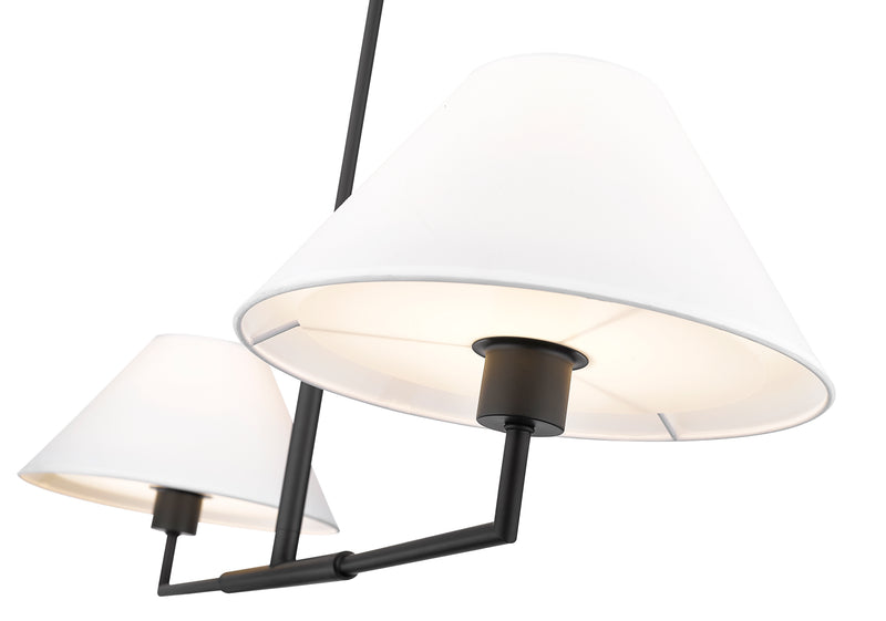 Leila 2 Light 12" Chandelier, 42" Long in Matte Black