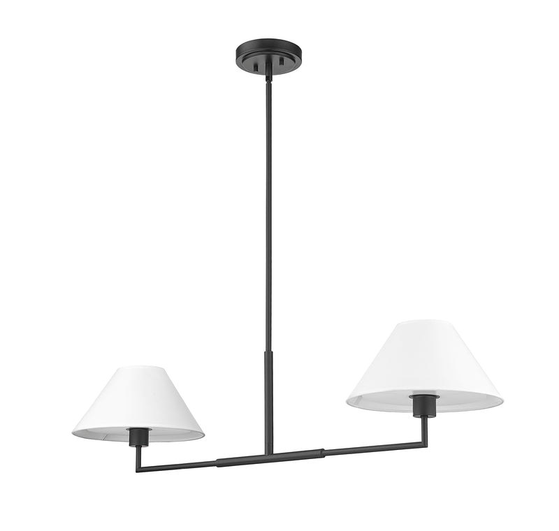 Leila 2 Light 12" Chandelier, 42" Long in Matte Black