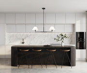 Leila 2 Light 12" Chandelier, 42" Long in Matte Black in a room setting